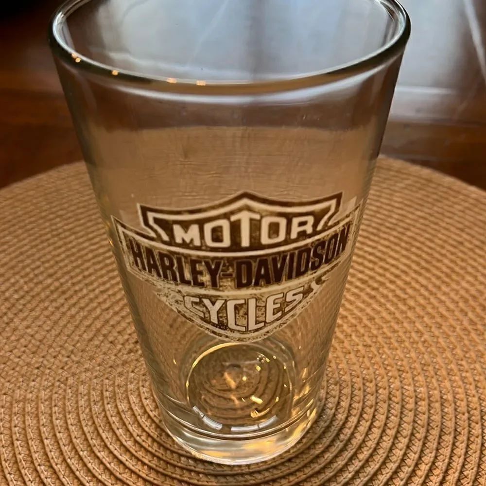 Vintage Harley Davidson Prinstripe Pint Glass emblem old -ask how to get 4 free